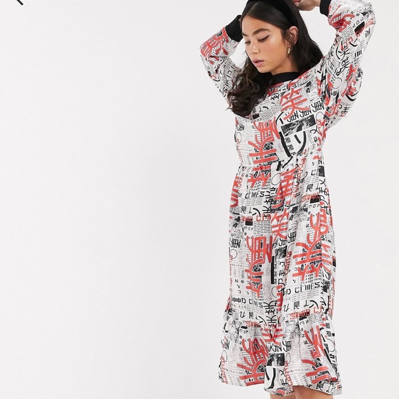 NWOT Collusion newspapers print dress . - Picture 2 of 5